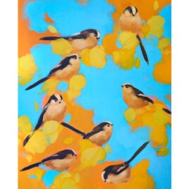 Longtail Tits in Orange, by Heidi Langridge