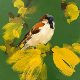Sparrow in Racing Green with Yellow, by Heidi Langridge